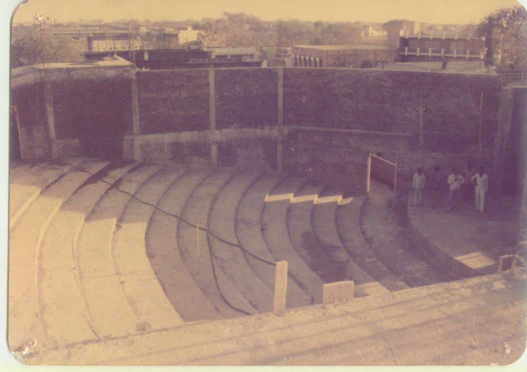 Hall of auditorium with folded plate roof